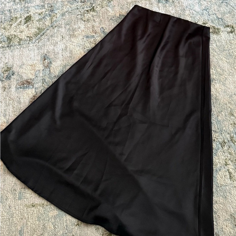 Black Satin Midi Skirt